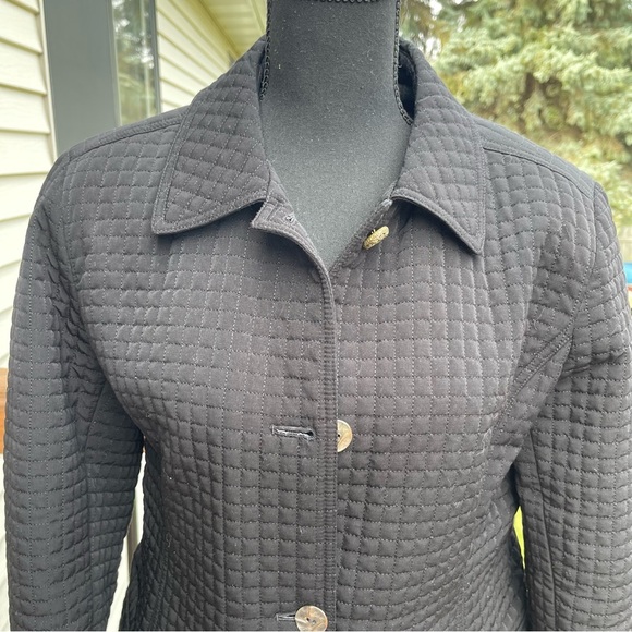 Esprit Quilted Jacket Full Zip Pockets Black Women’s Large Button Lined Y2K - Picture 2 of 13